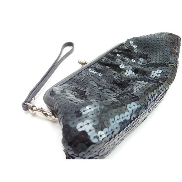 Sequin Clutch Bag Black Clasp Opening - Picture 2 of 4